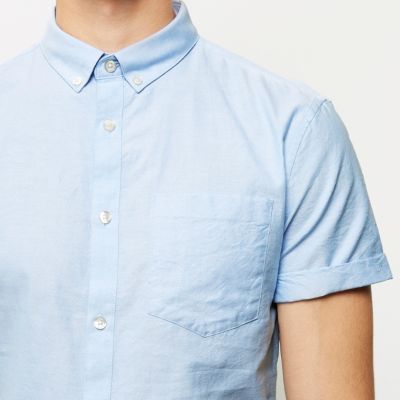 Blue casual slim fit Oxford shirt